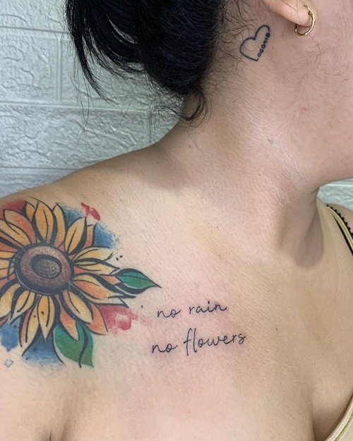 Sunflower with Quote tattoo ideas