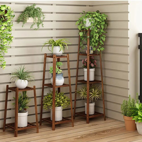 Trio of Wooden Plant Stands