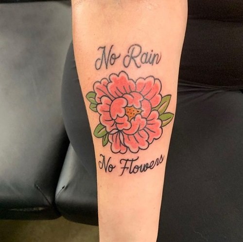 bloom body No Rain No Flowers tattoo