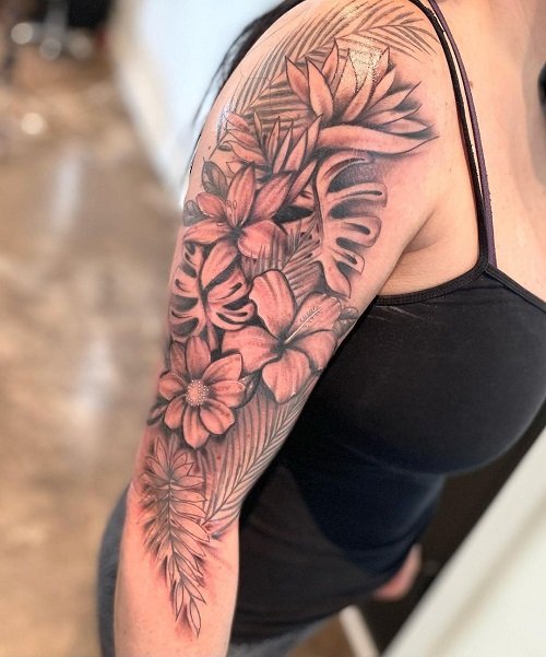 Tropical Themed-Sleeve Tattoo