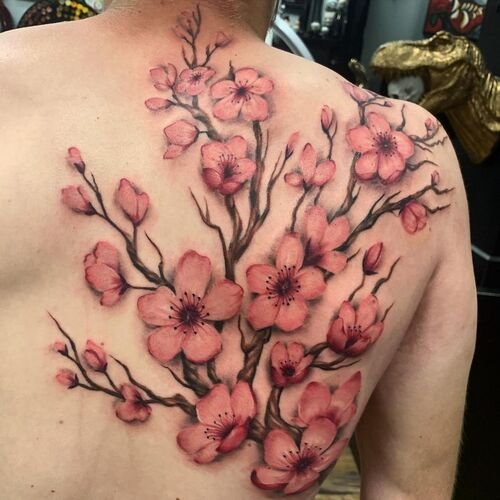 Cherry Blossom Tree Branches on Back tattoo 11