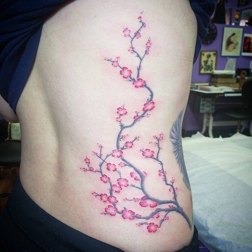 Cherry Blossom on Side Body tattoo 16