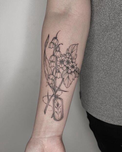  Lily of the Valley and Hawthorn May Birth Flower Tattoo Ideas