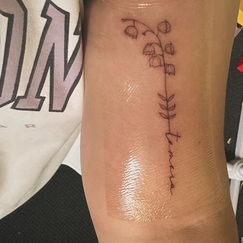 Lily of the Valley and Name May Birth Flower Tattoo Ideas