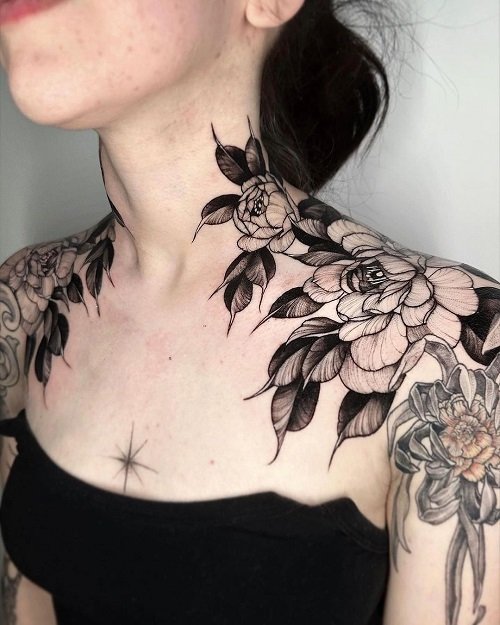 Floral Flower Shoulder Tattoo Ideas