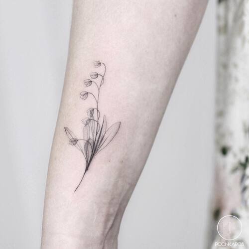 Shaded Lily of the Valley May Birth Flower Tattoo Ideas