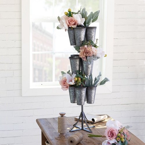 Flower Display Stand With Buckets 2