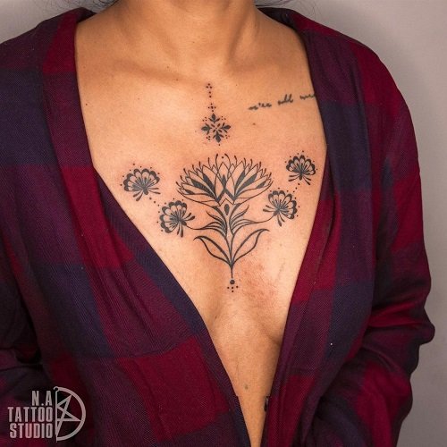 lotus flower shoulder chest tattoo｜TikTok Search