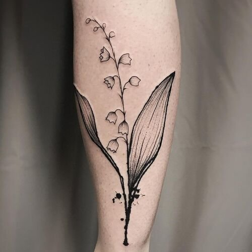 Dark Lily of the Valley Flower May Birth Flower Tattoo Ideas