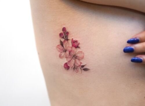 Side Body Apple Blossoms tattoo designs