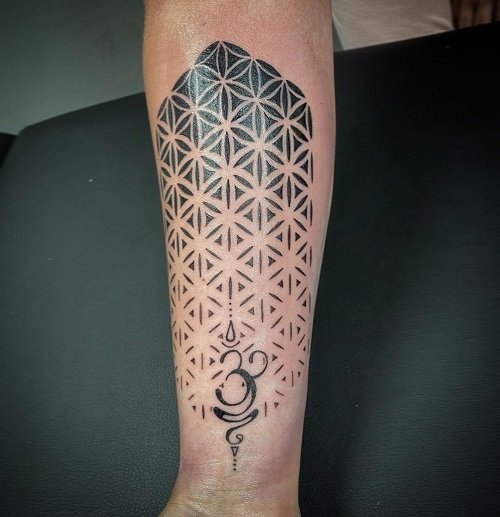 Inspirational Flower of Life and Om Symbol Tattoo Designs idea