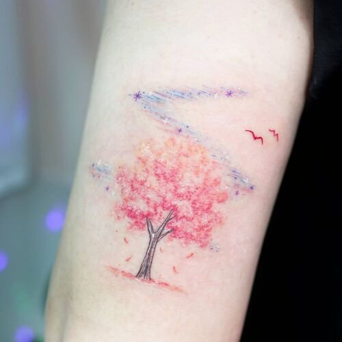 Cherry Blossom without Outlines tattoo 9