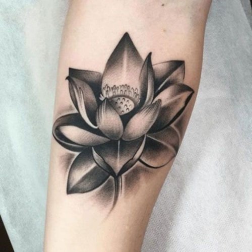 An Eye-Catching Black Lotus Tattoo