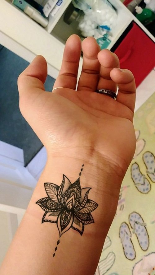 Black Lotus Tattoo on Wrist meaning and ideas