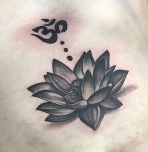 Black Lotus Tattoo with Om Sign