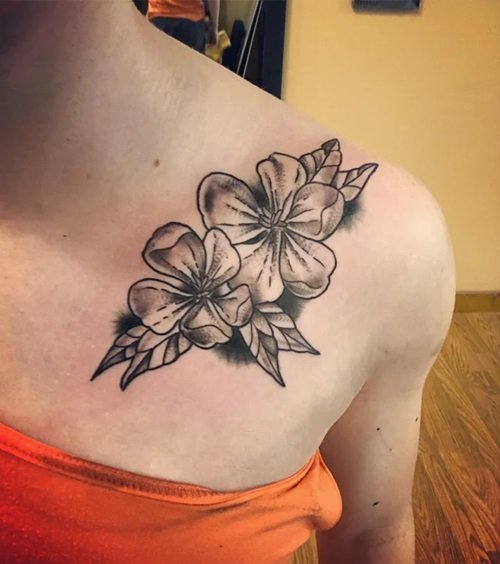 Black and White Apple Blossoms Tattoo Designs