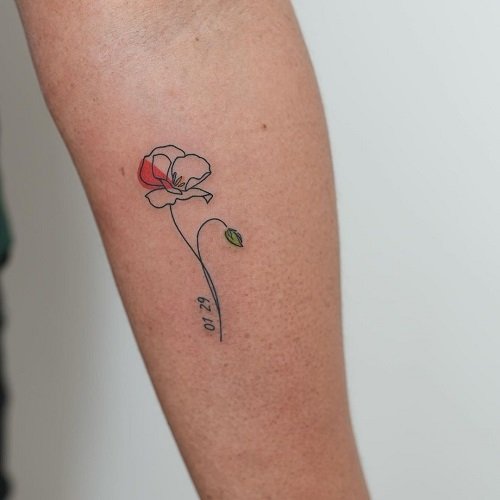 Tattoo of Gladiolus and Poppy 2