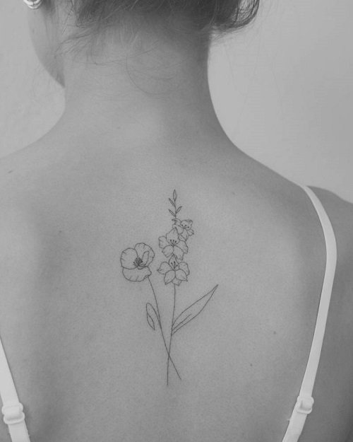 Tattoo of Gladiolus and Poppy 4