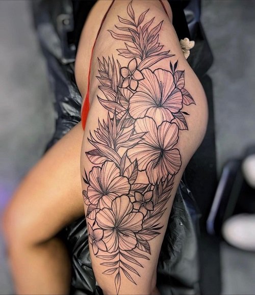 Flower Tattoos on the Thigh 2