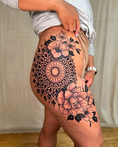 Flower Tattoos on the Thigh 4