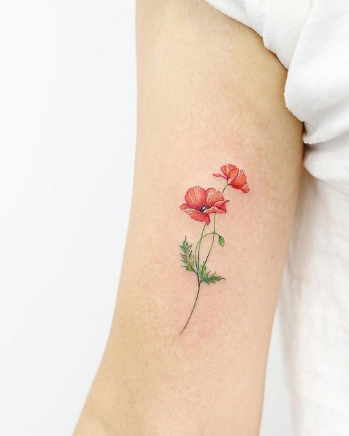 Gladiolus and Poppy Tattoo 2