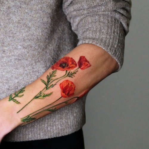 Gladiolus and Poppy Tattoo Ideas 4