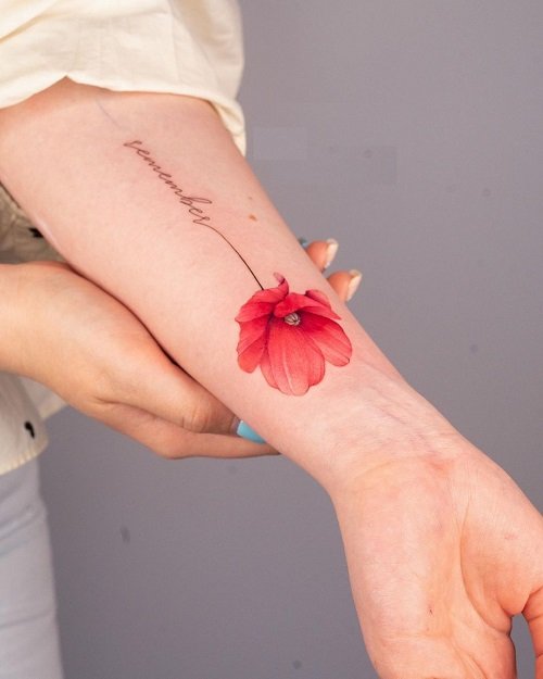 Gladiolus and Poppy Tattoo 4