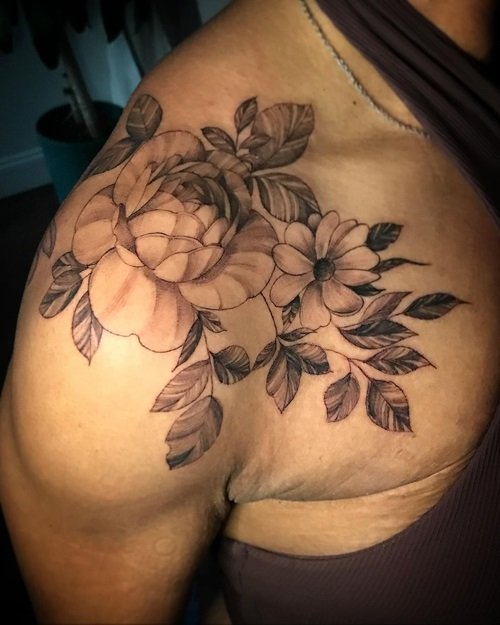 Shoulder Flower Tattoo Men