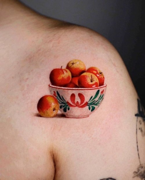 Small Bowl of Apples Tattoo