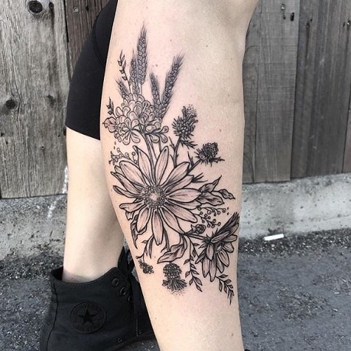 wildflower tattoo ideas 4