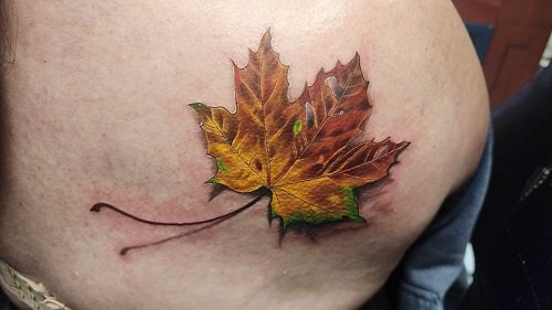3D Leaf Tattoo
