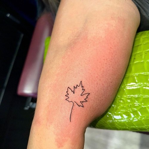 Maple leaf tattoo, by Larissa Long