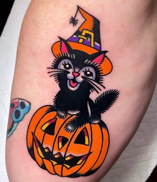 Pumpkin and Cat tattoo idea