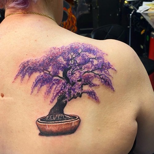 Purple Bonsai Ink tattoo
