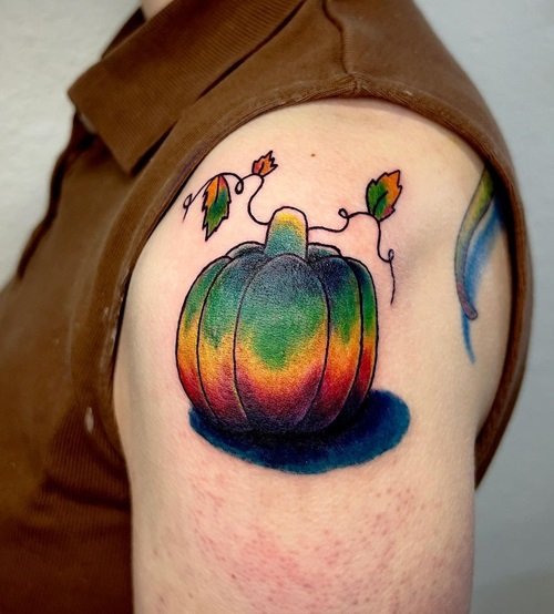 Rainbow Pumpkin tattoo idea