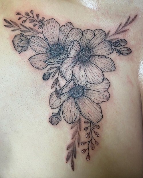 cosmos flower tattoo 7