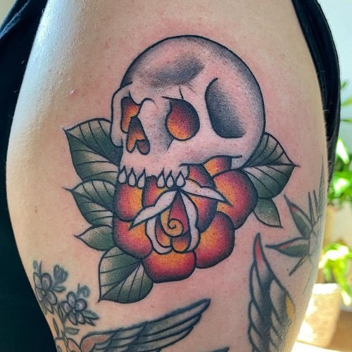 skull and rose tattoos 15