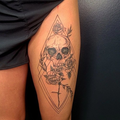 skull and rose tattoo designs 4