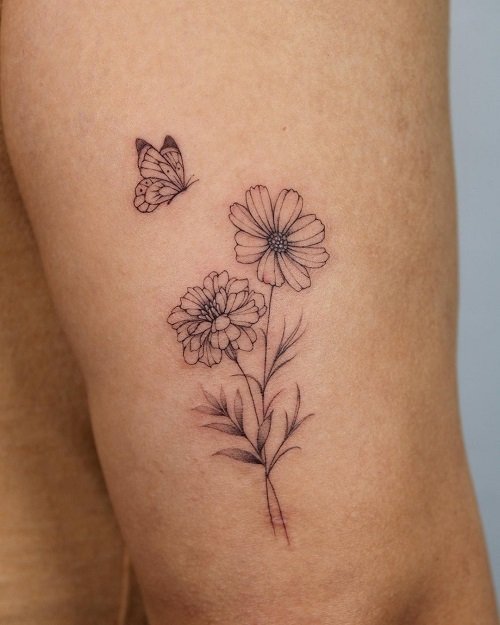cosmos flower tattoo 17