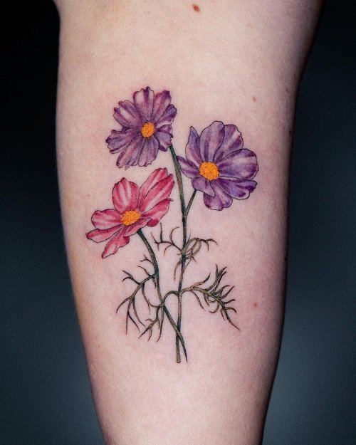 cosmos flower tattoo 12