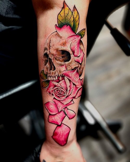 skull and rose tattoo designs 