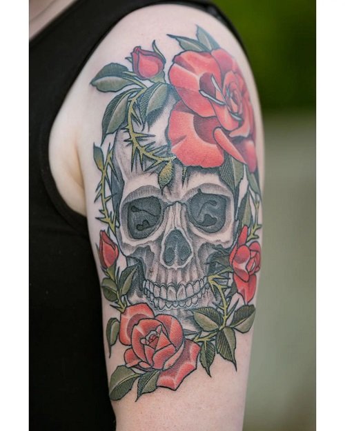 skull and rose tattoo designs 5