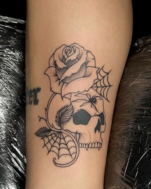 skull and rose tattoos 19