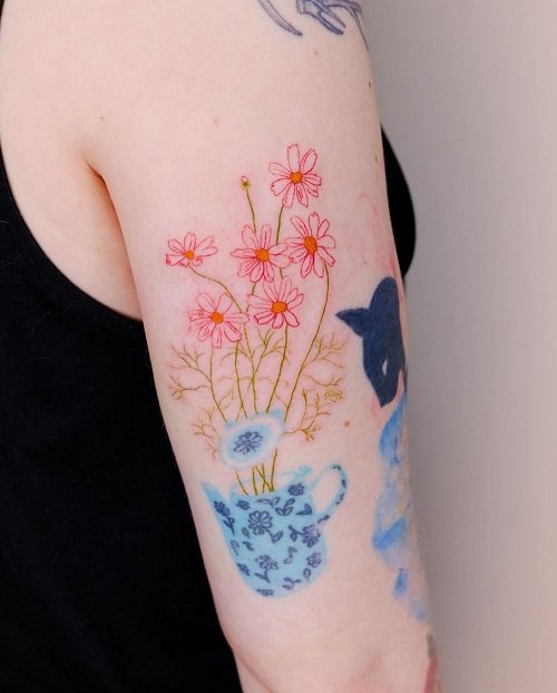 cosmos flower tattoos 20