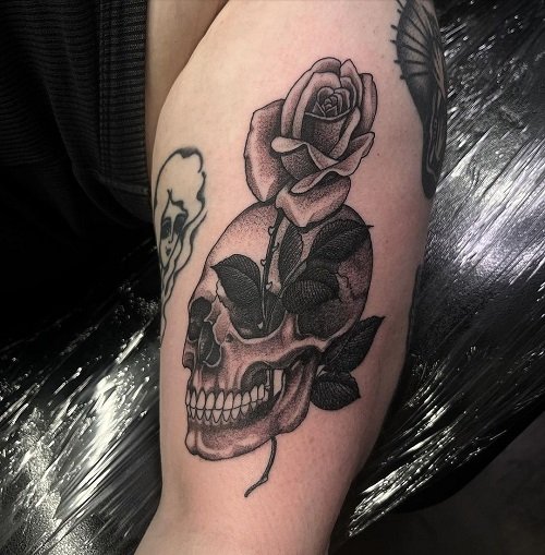 skull and rose tattoos 10