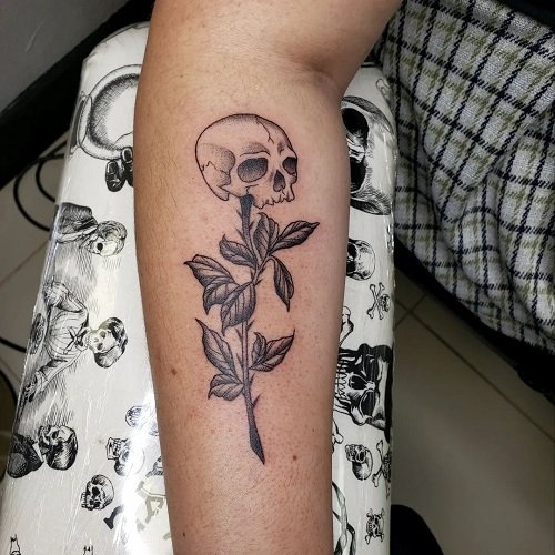 skull and rose tattoos 20