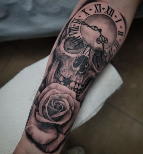 skull and rose tattoos 9