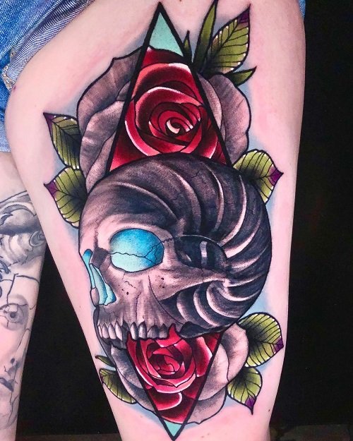 skull and rose tattoo designs 2