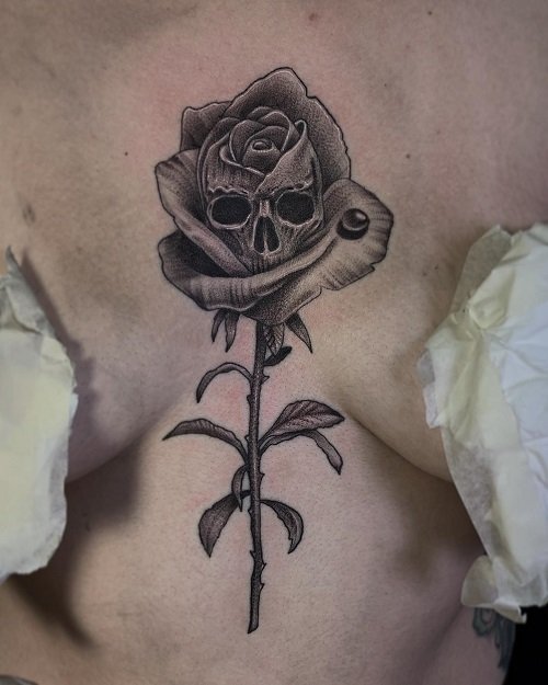 skull and rose tattoo designs 3