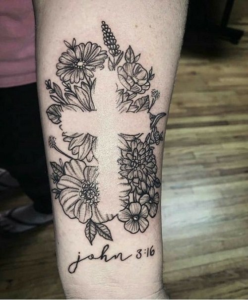 feminine cross with flowers